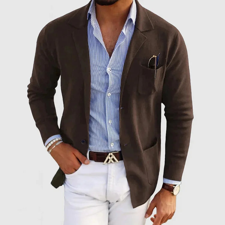 Men’s Blazer – Tailored Fit – Cotton Linen Blend – Notched Lapel – 2-Button Closure
