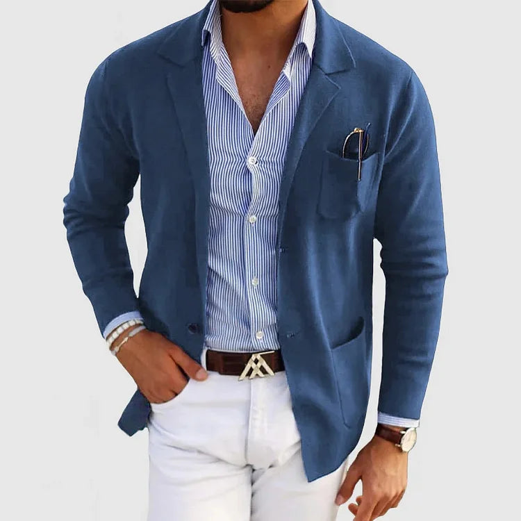 Men’s Blazer – Tailored Fit – Cotton Linen Blend – Notched Lapel – 2-Button Closure