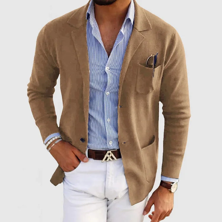 Men’s Blazer – Tailored Fit – Cotton Linen Blend – Notched Lapel – 2-Button Closure