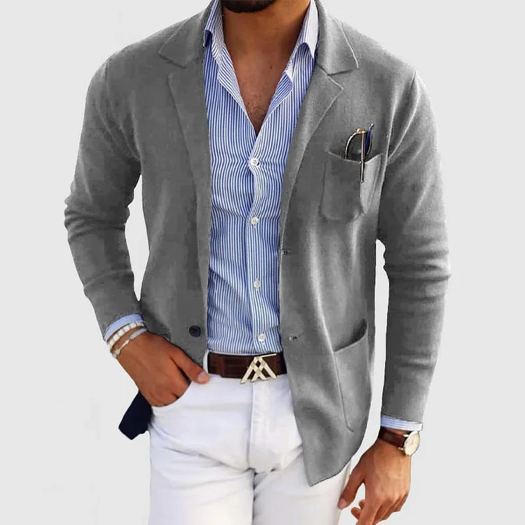 Men’s Blazer – Tailored Fit – Cotton Linen Blend – Notched Lapel – 2-Button Closure